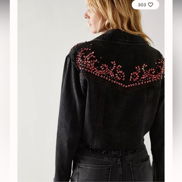 NWOT Free People Ruby Rebel Denim Black Jacket - Picture 2 of 14